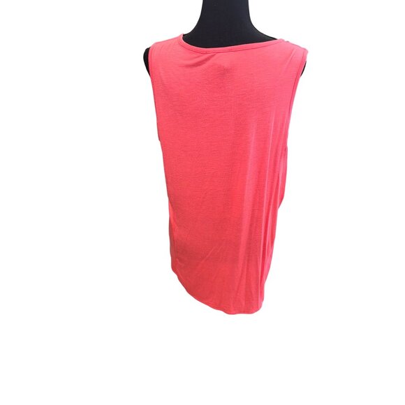 RXB Coral Sleeveless Tunic Top Embroidered Split Neckline L Resort Travel Casual - Picture 3 of 7